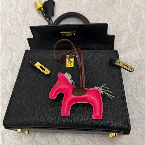 Elegant Black Handbag, genuine leather” Hermes “style - Picture 4 of 8